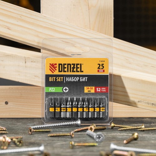 Бита PZ2х25, сталь S2, шестигранный профиль, 10 шт. Е 6,3 Denzel фото 6