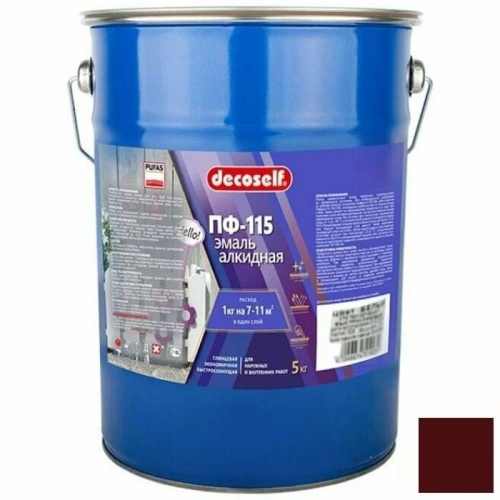 Эмаль Pufas Decoself ПФ-115 вишневая 5 кг/3,7 л