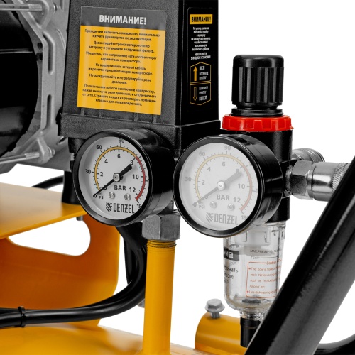 Компрессор безмасляный, малошумный DLS 1800/100,1800 Вт, 3x600, 100 л, 345 л/мин Denzel фото 17