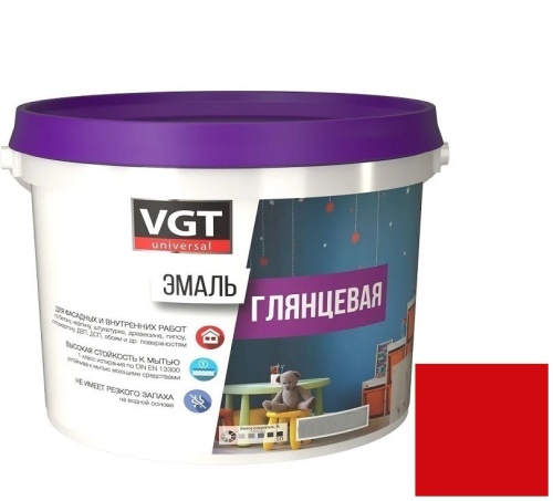 Эмаль универсальная VGT глянцевая Ral 3020 красная 1 кг