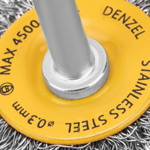 Щетка для дрели, 50 мм, Плоская, со шпилькой, нержавеющая витая проволока Denzel фото 3