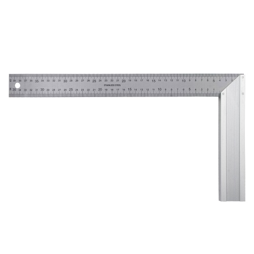 Угольник стальной 400 мм, нержавеющая сталь, градуировка, алюминиевое основание Denzel фото 2