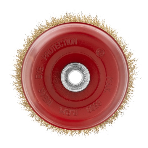 Щетка для УШМ, 150 мм, М14, "чашка", латунированная витая проволока Matrix фото 3