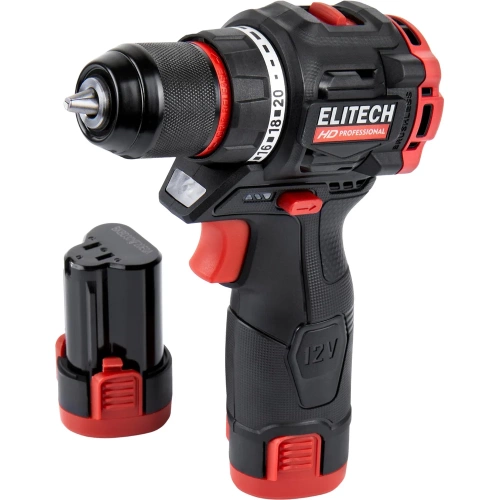 Дрель аккумуляторная Elitech CD 12L2 (12В, 2х2Ач, 40Нм, BL) HD 205713 Дрель аккумуляторная Elitech CD 12L2 (12В, 2х2Ач, 40Нм, BL) HD 205713
