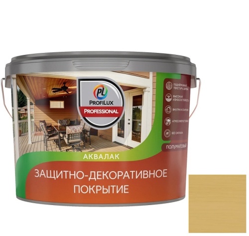 Лак защитно-декоративный акриловый Profilux Professional сосна 9 л