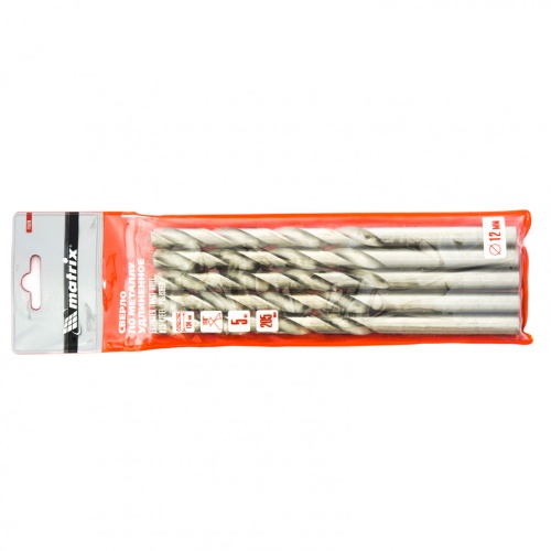 Сверло по металлу, 12 х 205 мм, полированное, удл, HSS, 5 шт, цилиндрический хвостовик Matrix фото 4 Сверло по металлу, 12 х 205 мм, полированное, удл, HSS, 5 шт, цилиндрический хвостовик Matrix фото 4