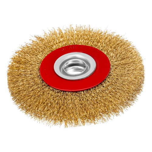 Щетка для точила, 125 мм, посадка 20 мм, плоская, латунированная витая проволока Matrix фото 2