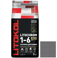 Затирка цементная для швов Litokol Litochrom 1-6 Evo LE.110 стальная серая 2 кг