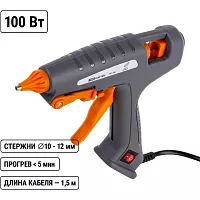 Клеевой пистолет TDM ELECTRIC КП-100, 11,3 мм, подставка, выключатель, шнур 1,5 м, 100 Вт, Т=220 С Алмаз SQ1024-0103