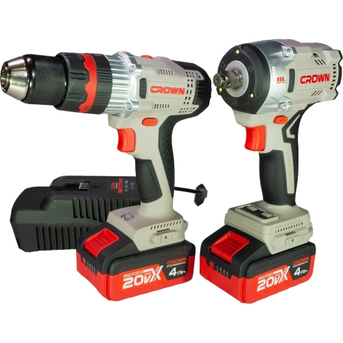 Набор инструмента CROWN гайковерт аккумуляторный (кейс), дрель-шупруповерт, универсальный аккумулятор 20VMax CT22062HX-4 BMC + CT21075HMX фото 3 Набор инструмента CROWN гайковерт аккумуляторный (кейс), дрель-шупруповерт, универсальный аккумулятор 20VMax CT22062HX-4 BMC + CT21075HMX фото 3