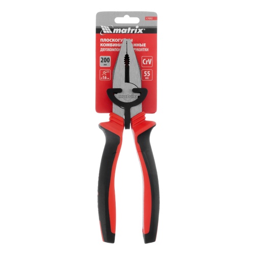 Плоскогубцы комбинированные, 200 мм, хром-ванадий, двухкомпонентные рукоятки Matrix фото 6