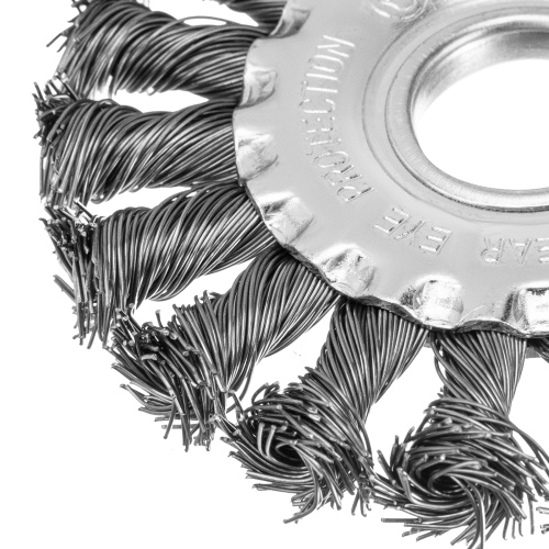 Щетка для УШМ 100 мм, посадка 22.2 мм, плоская, крученая проволока 0.5 мм Matrix фото 3