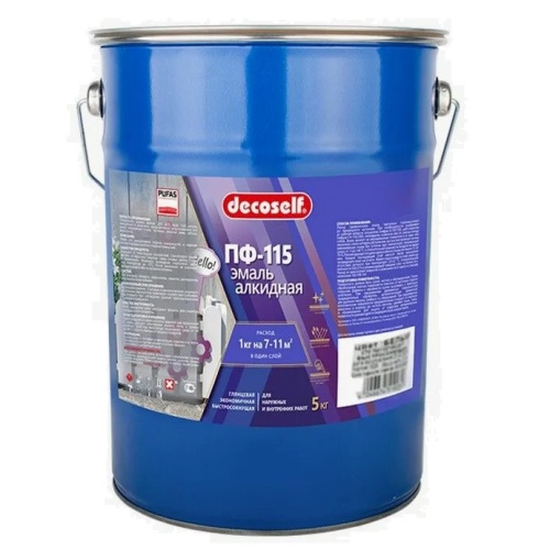 Эмаль Pufas Decoself ПФ-115 белая 5 кг/3,7 л