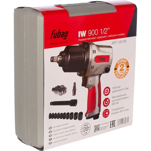 Ударный пневмогайковерт FUBAG IW900 + набор головок 100195 фото 9