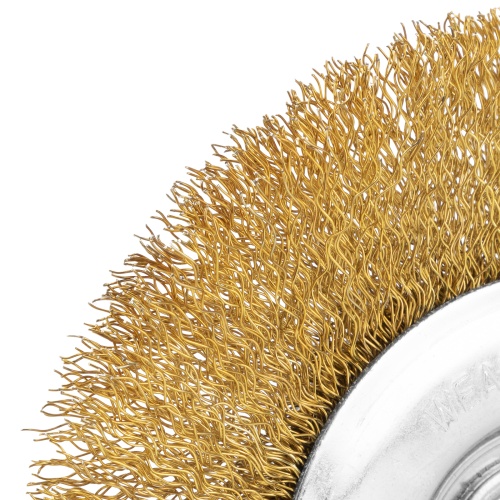 Щетка для УШМ, 125 мм, М14, плоская, латунированная витая проволока Matrix фото 4 Щетка для УШМ, 125 мм, М14, плоская, латунированная витая проволока Matrix фото 4