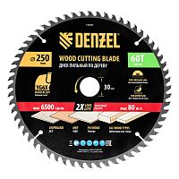 Пильный диск по дереву ф250 х 30 мм, 60 зубьев Denzel
