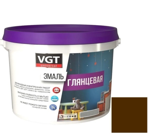 Эмаль универсальная VGT глянцевая Ral 8011 коричневая 1 кг