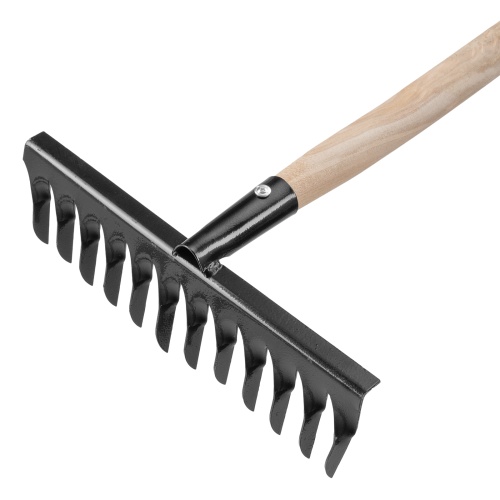 Грабли стальные, 300х1300 мм, 12 витых зубьев, деревянный черенок, Сибртех фото 3