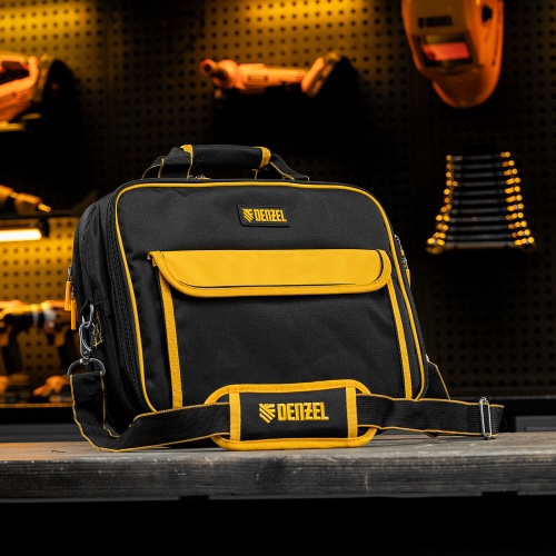 Сумка для инструмента, 400х170х300 мм, 3 отделения, 28 карманов, наплечный ремень Denzel фото 10