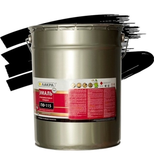 Эмаль Лакра ПФ-115 черная глянцевая 20 кг