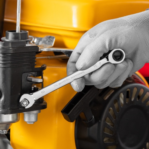 Ключ комбинированный трещоточный, 10 мм, CrV, зеркальный хром Matrix Professional фото 6