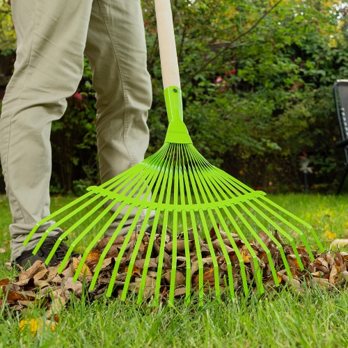 Грабли веерные стальные, 425 мм, 22 плоских зуба, эмалированные, без черенка, Palisad фото 10