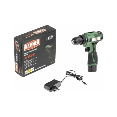 Аккумуляторная дрель Hammer промо 12в 1x1.5ач liion 10мм 0-350/0-1350об/мин 26 нм ACD12C 824158 фото 7