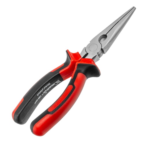 Длинногубцы прямые Nickel, 180 мм, никелированные, двухкомпонентные рукоятки Matrix фото 2