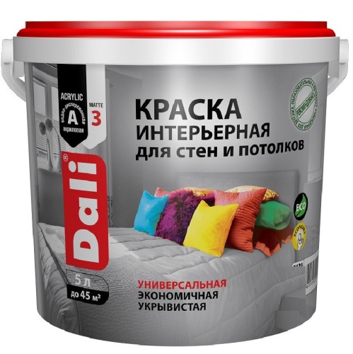 Краска интерьерная для стен и потолков акриловая Dali глубокоматовая база С 5 л