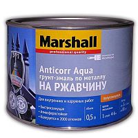 Грунт-эмаль на ржавчину Marshall Anticorr Aqua на водной основе полуглянцевая база BW 0,5 л