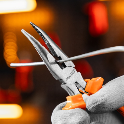 Длинногубцы изогнутые Classic, 160 мм, шлифованные, пластмассовые рукоятки Sparta фото 10