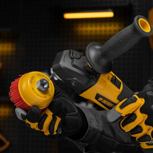 Щетка для УШМ, 100 мм, Чашка, нейлоновая щетина, М14 Denzel фото 6