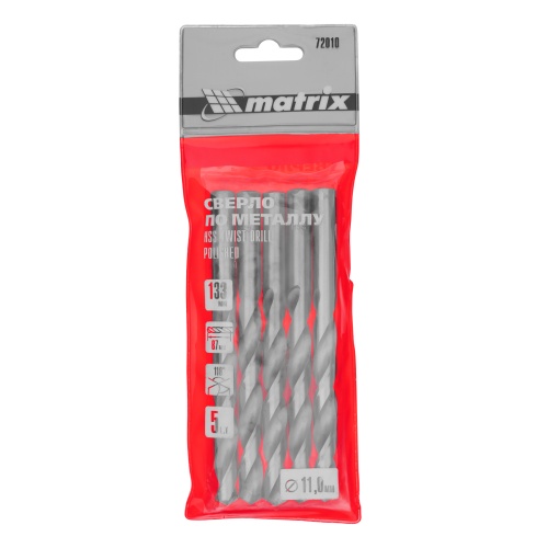 Сверло по металлу, 11 мм, полированное, HSS, 5 шт, цилиндрический хвостовик Matrix фото 5