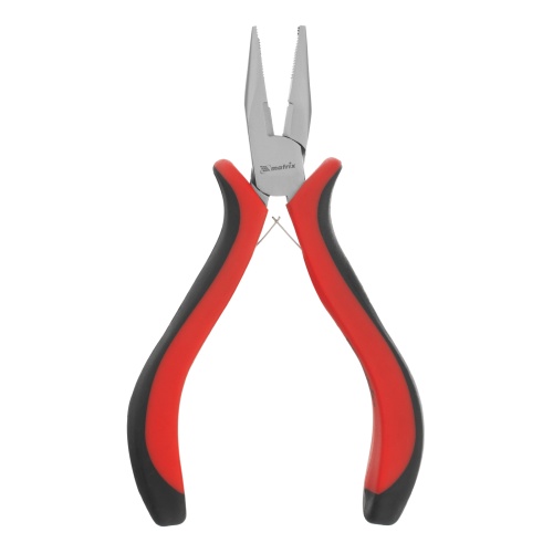 Длинногубцы прямые Mini, 130 мм, никелированные, авторазжим, двухкомпонентные рукоятки Matrix фото 5