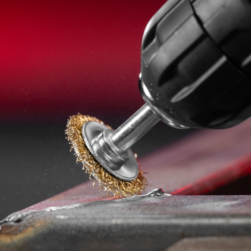 Щетка для дрели, 30 мм, плоская со шпилькой, латунированная витая проволока Matrix фото 9