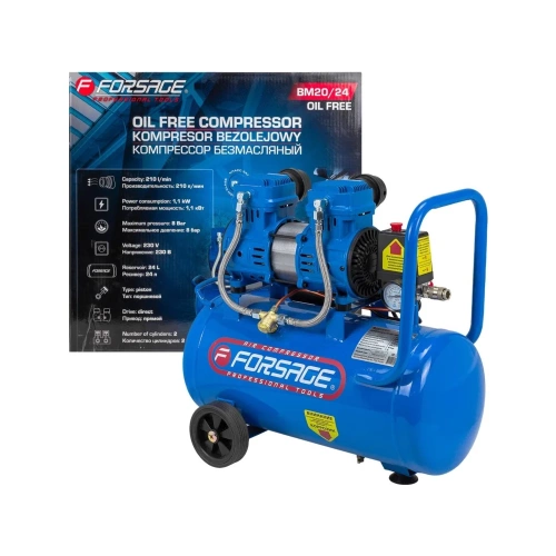 Компрессор поршневой с прямым приводом Forsage 2 цилиндра, безмасляный F-BM20/24 OIL FREE(59213) фото 9 Компрессор поршневой с прямым приводом Forsage 2 цилиндра, безмасляный F-BM20/24 OIL FREE(59213) фото 9