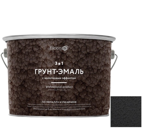 Грунт-эмаль Elcon Smith 3 в 1 с молотковым эффектом чёрная 10 кг Грунт-эмаль Elcon Smith 3 в 1 с молотковым эффектом чёрная 10 кг