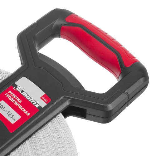 Рулетка геодезическая 100 м х 12,5 мм, открытый корпус, фиберглассовая лента Matrix фото 6