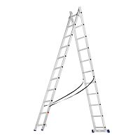 Лестница, 2 х 11 ступеней, алюминиевая, двухсекционная, Сибртех