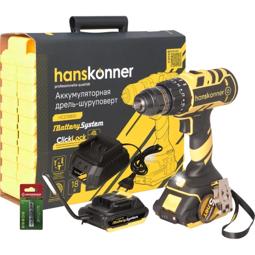 Аккумуляторный шуруповерт Hanskonner HCD1865I фото 2