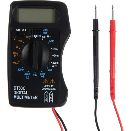 Мультиметр ТУНДРА mini, DT-83C, ACV/DCV, DCA, 200-2МΩ, проверка батареек 9V 1026053 фото 3