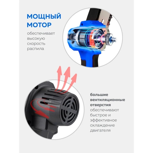 Аккумуляторная цепная пила Forsage 1 аккумулятор li-ion 20 В, 2.0 Ач F-WT03156 56460 фото 6