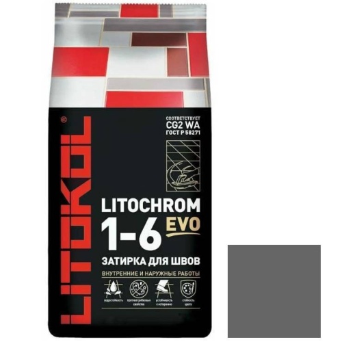Затирка цементная для швов Litokol Litochrom 1-6 Evo LE.135 антрацит 25 кг