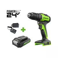 Бесщеточная дрель-шуруповерт GreenWorks GD24DD35, 24В, 29/35 Нм, 1x2Ач,ЗУ, 3704007VUA