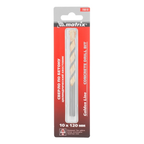 Сверло по бетону Golden Line, 10 х 120 мм цилиндрический хвостовик Matrix фото 4 Сверло по бетону Golden Line, 10 х 120 мм цилиндрический хвостовик Matrix фото 4