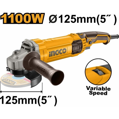 Угловая шлифовальная машина INGCO 1100 Вт, 125 мм INDUSTRIAL AG1100385 фото 3