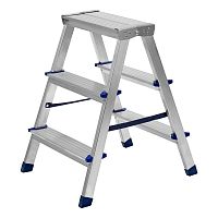 Стремянка двусторонняя 3 ступени, алюминиевая, Сибртех