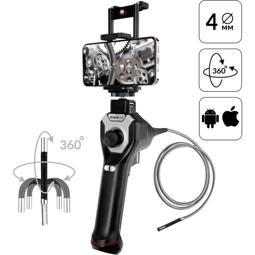 Управляемый видеоэндоскоп iCarTool USB, 1Мп, 1280x720, 1м, 4мм зонд, поворот камеры 4х360° IC-V104AW