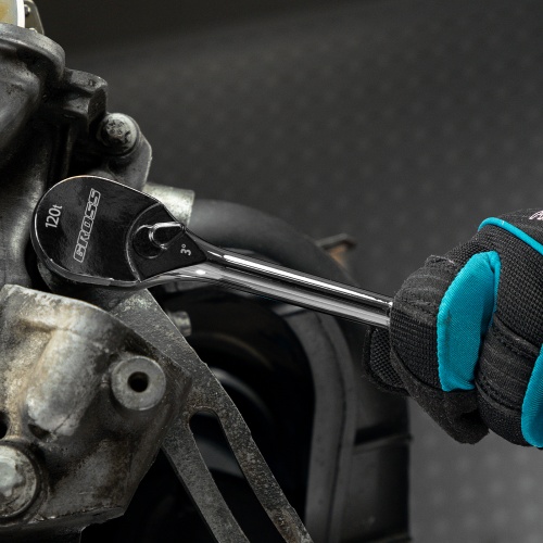 Ключ-трещотка 3/8", CrV, 120 зубьев, цельнометаллический, хром Gross фото 10