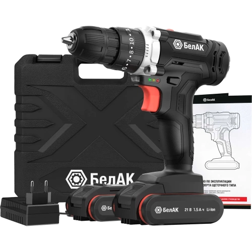 Ударная дрель-шуруповерт БелАК щеточная, 21V 40Hm, в кейсе, 2 АКБ БАК.53313